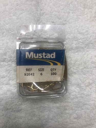 Menge 70 Stück Mustad 92642 Gold Baithalter Haken versetzter Schnabel Größe 6
