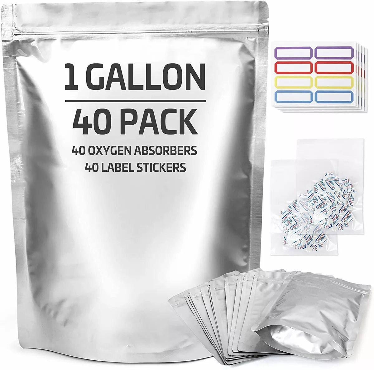 Gallon 5 Mil Heavy Duty Mylar Bags and Oxygen Absorbers 50 Qty