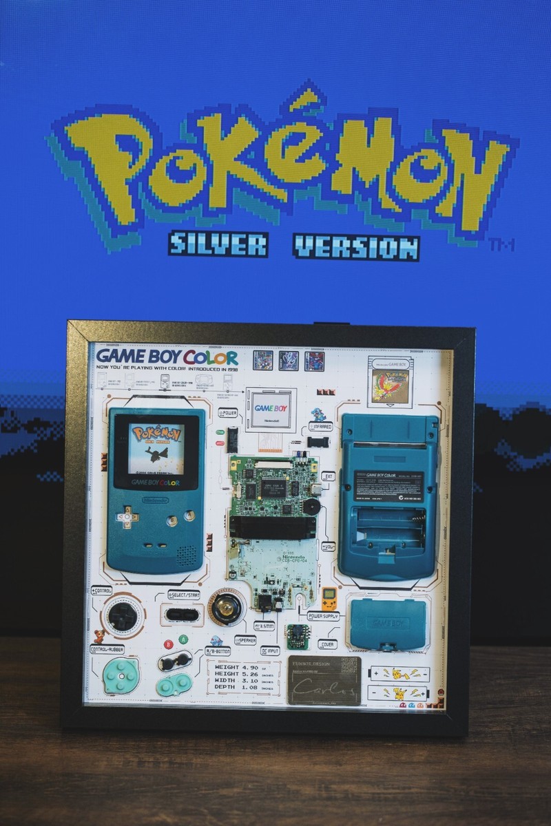 ゲームボーイカラー　分解アート 標本アート 一点もの Teardown Art,Framed Gameboy Color Disassembled,Wall Decor,Gift for