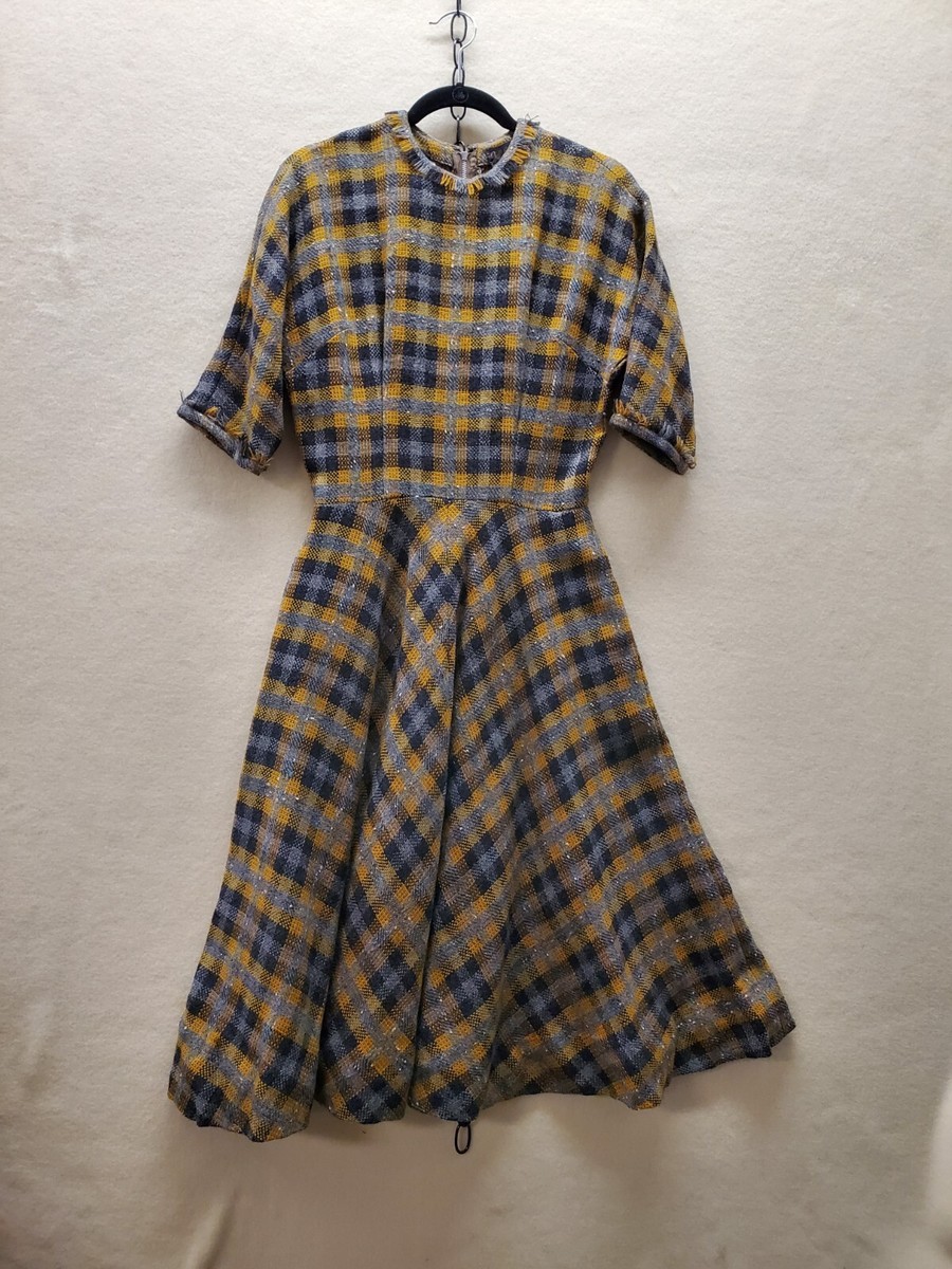 Vintage John Wanamaker Swing Dress, Early 60s, Wool Boucle. Small