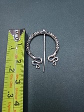 Viking Penannular Cloak Pin  Celtic Brooch Medieval STYLE Clasp SILVER TONE