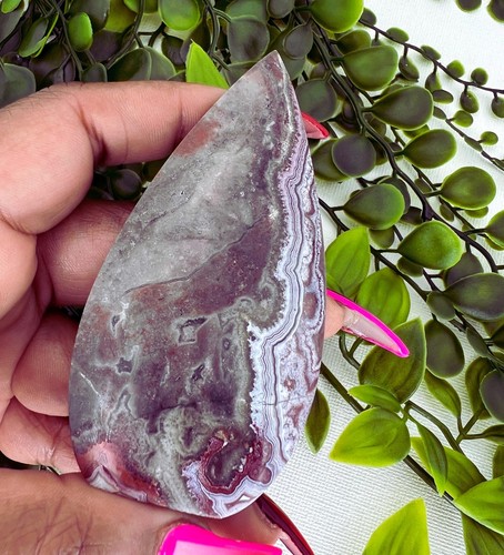 Crazy Lace Agate Flame - 3.6" Pink Mexican Crazy Agate Flame Carving - Crazy - Picture 4 of 10