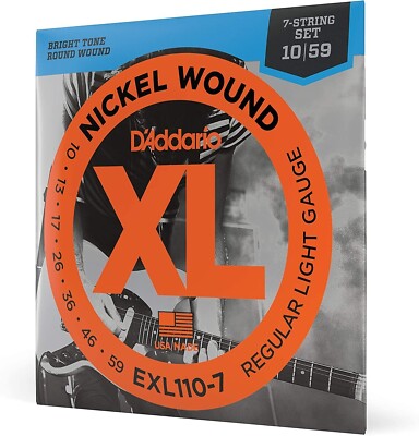 D'Addario 7 String EXL110-7 Electric Guitar Strings 10-59 Light