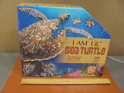 Madd Capp I AM LiL SEA TURTLE Animal Shape JIGSAW PUZZLE 100 piece 33 X 24  5+yr