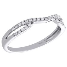 14K White Gold Round Diamond Contour Enhancer Ring Ladies Wedding Band 0.17 Ct.