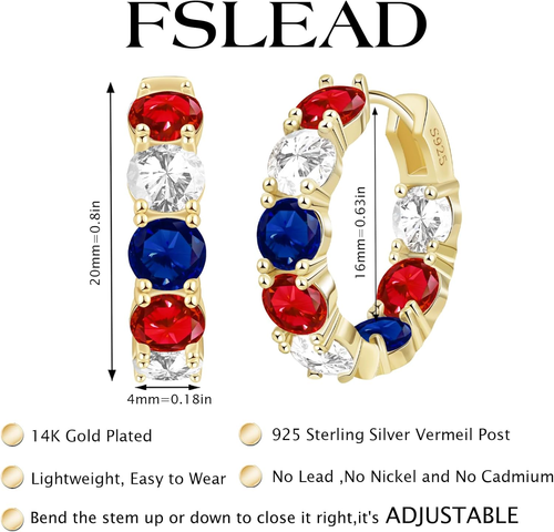 14K Gold Plated Hoop Earrings for Women,Silver Huggie Earrings for Women Cubic Z - Imagen 6 de 12