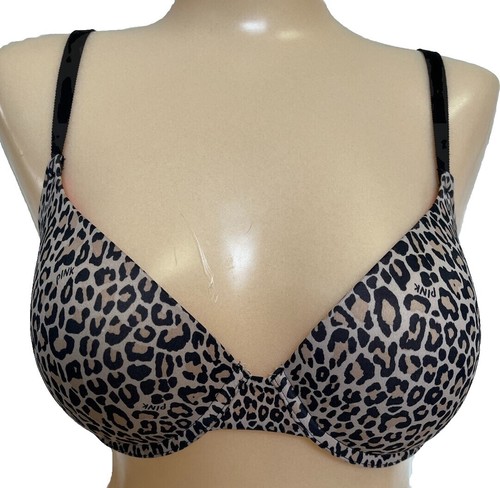 925X05 Rampage 500991 Animal Print Plunging Push Up Bra 36B Pink
