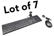 7 x HP Desktop 320K Slim Wired QWERTY Keyboard - Black L96909-001 W/320m Mouse