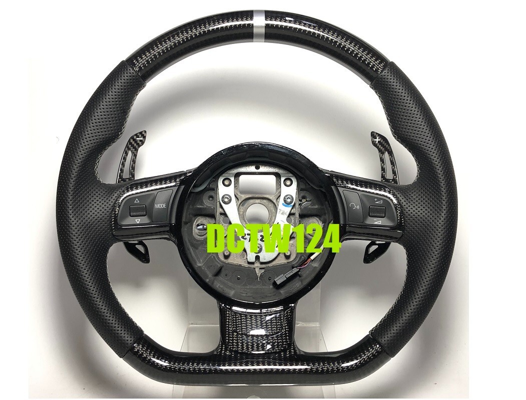 Carbon steering wheel Audi R8 MK1 trim paddle silver ring stitching V10 R8GT V8
