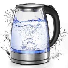 1.7 Liter Glass Electric Tea Kettle Blue LED Light Fast Boiling BPA-Free