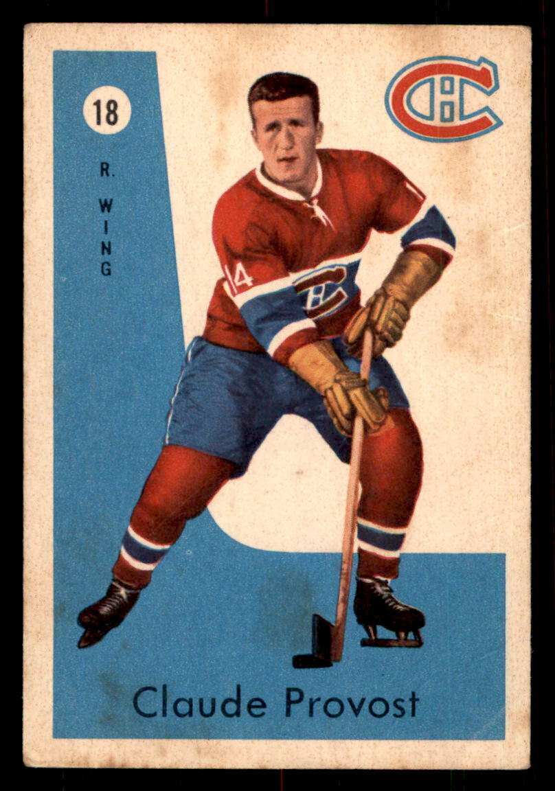 Claude Provost #18 Hockey Cards 1959 Parkhurst trading card — raw and PSA graded price guide