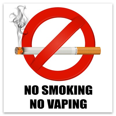 No Smoking No Vaping Decal Smoking Sign Vinyl Decal Window Wall Vehicle  Sticker