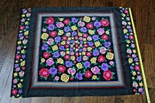 Lightweight Head Scarf 34x43 Purple Black Pink Yellow Bright Flower Floral Silky