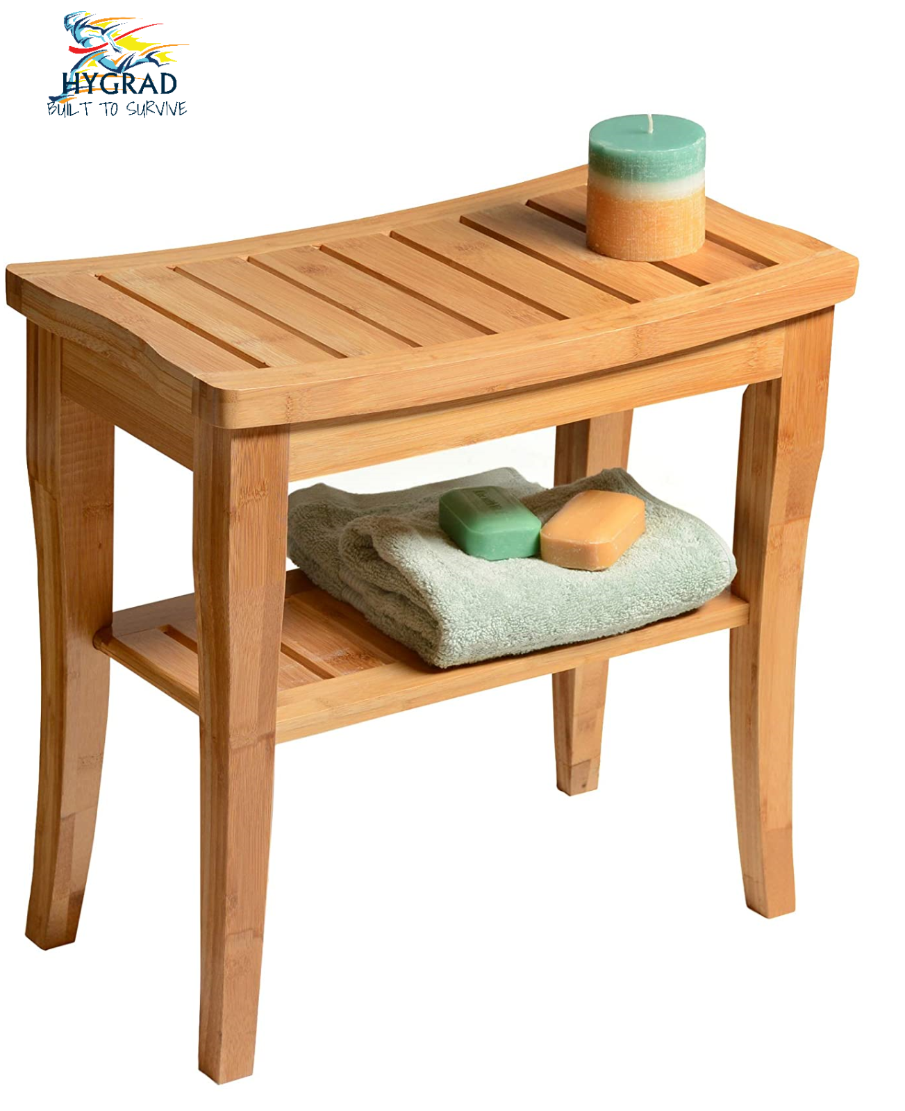 2 Tier Slatted Premium Natural Bamboo Wood Bathroom Stool Bench Shower Seat Step