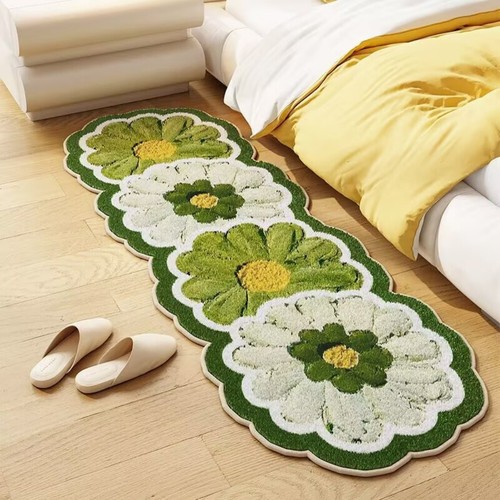 Fluffy Bed Side Flower Rug Non-Slip Carpet lmitation Cashmere Bathroom Mat Decor - Picture 5 of 10