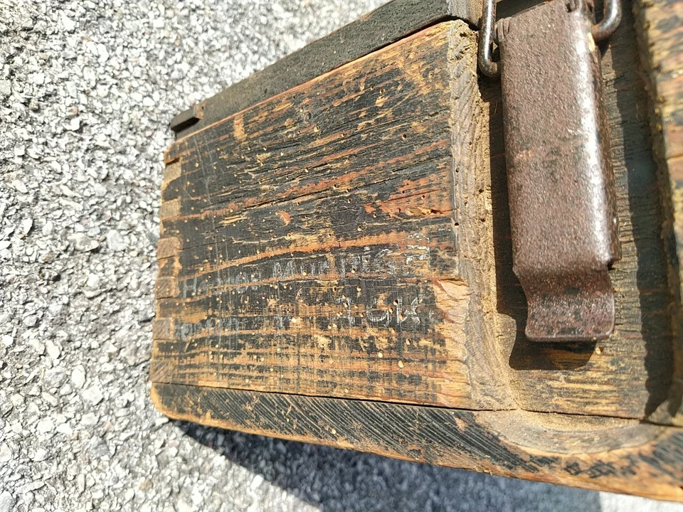 ww1 CAISSE EN BOIS MUNITIONS ORIGINALE avec marquage - Photo 4/4
