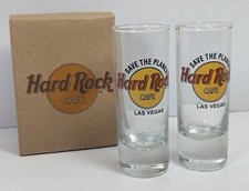2x Verre à shot Hard Rock Cafe 4" LAS VEGAS Save The Planet "STP" (BON, EN BOITE)