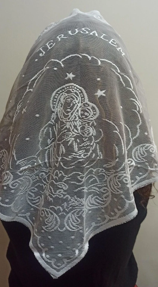Pagadores de Iglesia Mantilla Mujeres Dantail Encaje Bufanda Cubierta para la Cabeza Regalo Jerusalén Foto 4 de 4