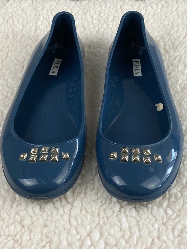 Furla Made in Italy Women Jelly Flats Teal Blue Size 40 (US 8.5) Fits Wide Width - Image 2 of 4