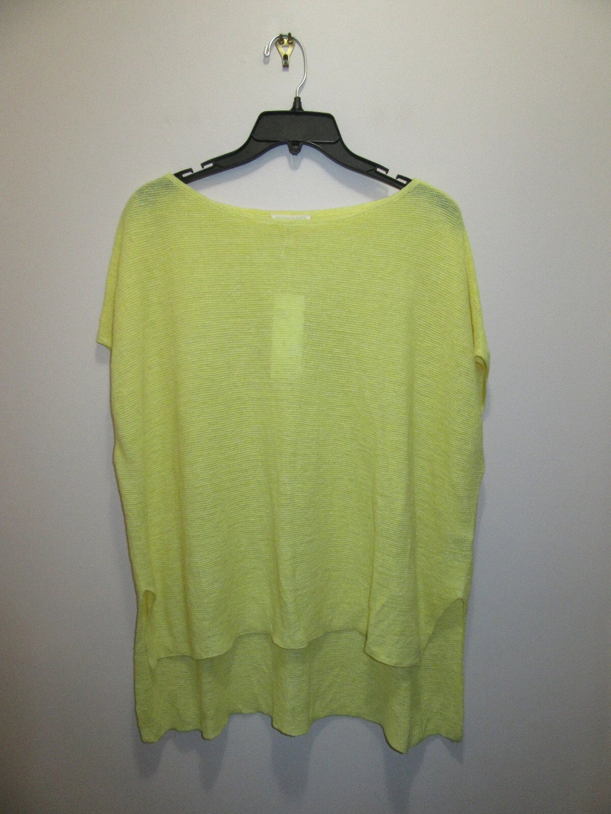 EILEEN FISHER BATEAU NECK PONCHO TOP 100% LINEN MELANGE YARROW YELLOW SIZE PL