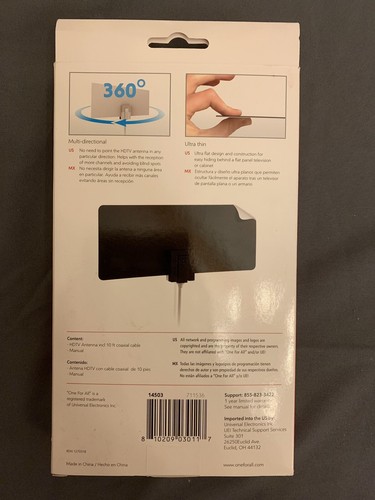 One For All HDTV Indoor Antenna for 1080P 4K Free TV Channels, Ultra Thin New - Picture 3 of 6