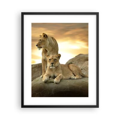 Wandbilder 40x50cm Poster Löwen Sonnenuntergang Felsen Krallen Bilder Wanddeko