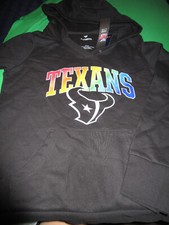 NWT NFL HOUSTON TEXANS WOMENS V NECK HOODED SWEATSHIRT RAINBOW LOGO MEDIUM