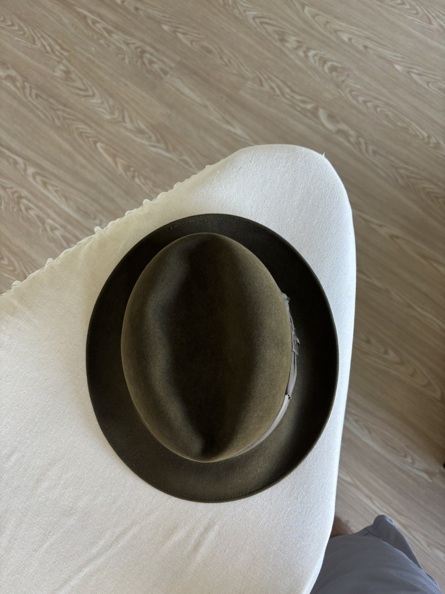 Vintage Knox felt Homburg fedora olive green 7 3/8 59cm hat 1950