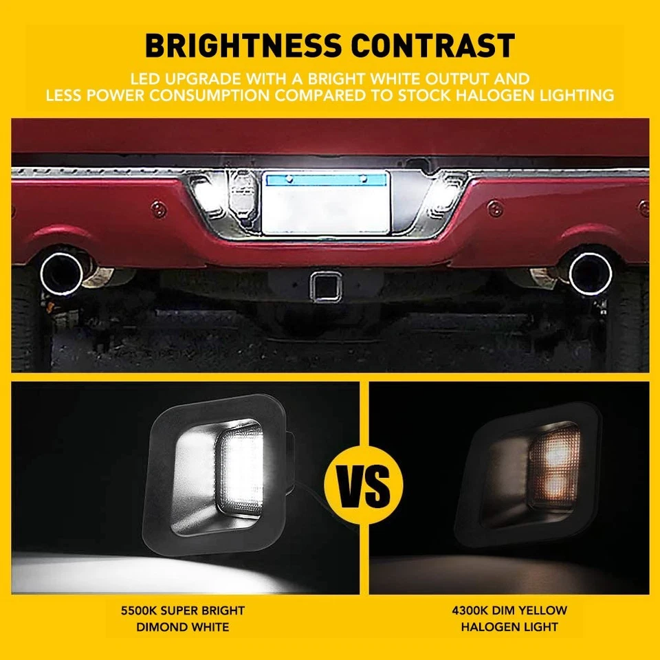 Smoked LED License Plate Bumper For Rear Lights Dodge 03-18 Ram 1500 2500 1/2Set - Imagem 4 de 4