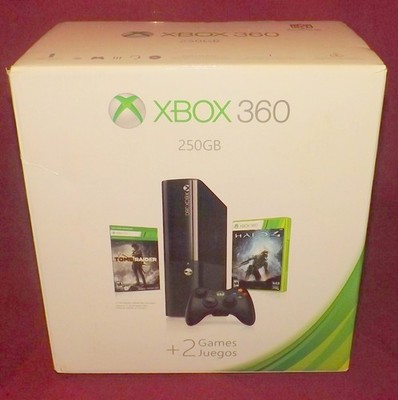 Empty Console Box Xbox 360 S 250GB Halo Reach/ Tomb Raider Authentic FAST SHIP