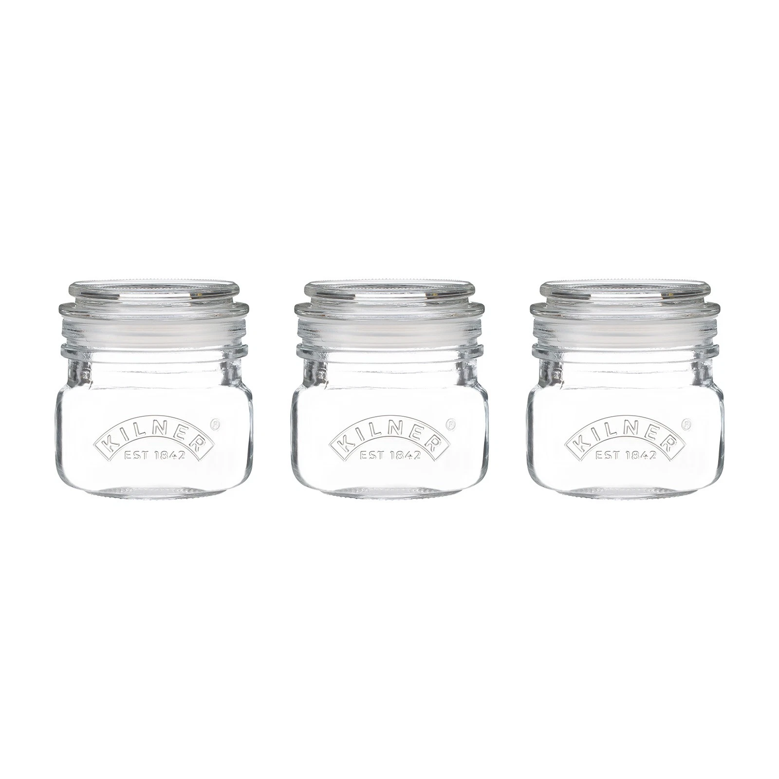 Kilner Square Push Top Storage Jars, Set of 3, 8.5 ounce
