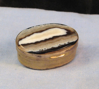 QUARTZ AGATE STONE VICTORIAN ANTIQUE TRINKET JEWELLERY SNUFF BOX PILL POT