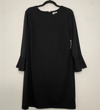 Old Navy Shift Midi Dress Women Large Black Flare Sleeve Dressy RelaxFit Comfort