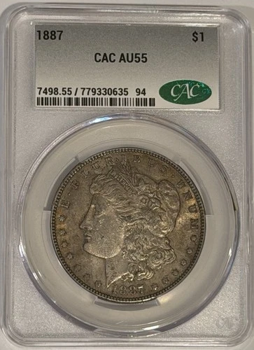 1887 Morgan Silver Dollar - CAC AU55 - Nice toning