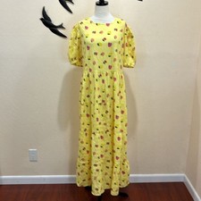ASOS NEON ROSE Open Back Midi Tiered Smock Dress Lemon Fruit Print - US16 / UK20