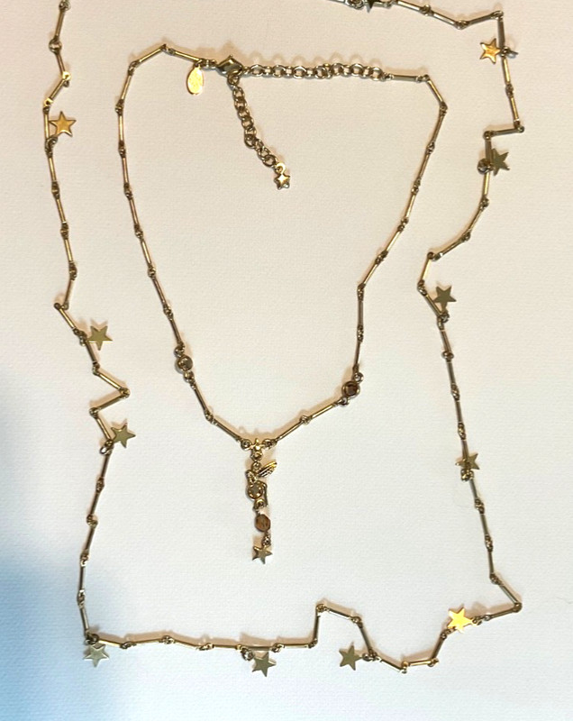 vintage Kirks Folly "Pixie Palace" Stars and Crystals two necklaces 40” ,16” set