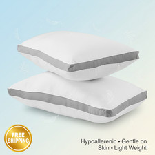 Extra Filled 100% Cotton Box Pillow Hotel Quality Firm  Side Sleeper Edge Pillow