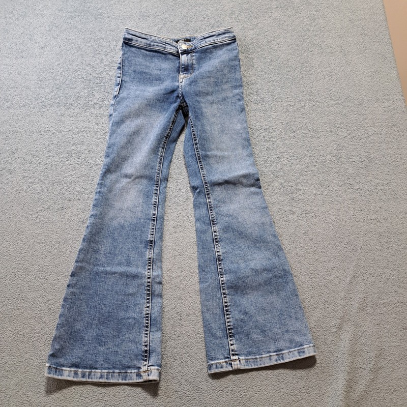 FORVER 21 Flared Leg Jeans Kids Girls Size 9/10 Blue Denim Faded Outdoor