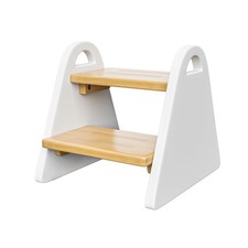 White Toddler Step Stool Wooden Potty Training Handle Bathroom Kitchen