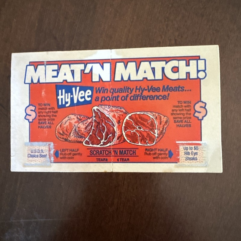 Hy-Vee 1985 Promotional Meat Card