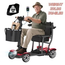 Lightweight 39lbs Foldable 4-Wheel Mobility Scooter for Adults, Airline Approved