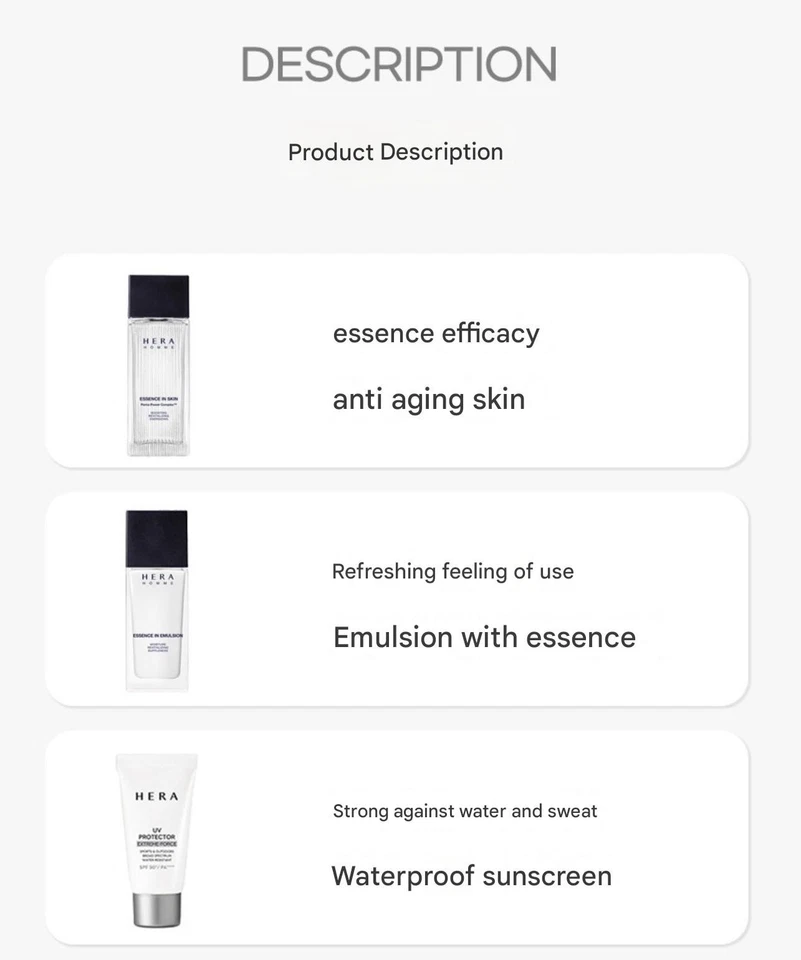 HERA Homme Set Especial Básico 2 piezas + Regalo Hombres Cuidado de la Piel Loción y Tónico korera Foto 4 de 4