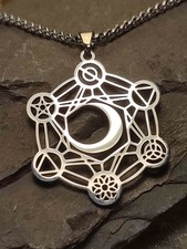 Damen Halskette in Silber Mondkreis für Hexen Zauberin Zeremonie