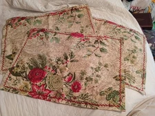 Set/3 April Cornell Merry Antique Cloth Place Mats-Embroidered Edges-19"X13"-New
