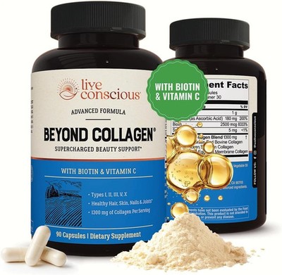 Live Conscious Beyond Collagen Multi Collagen Capsules Types I II III V and X...