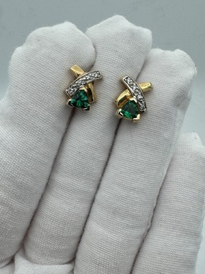 Natürliche Edelstein & Diamant Ohrringe 14 Karat Gold Ohrstecker