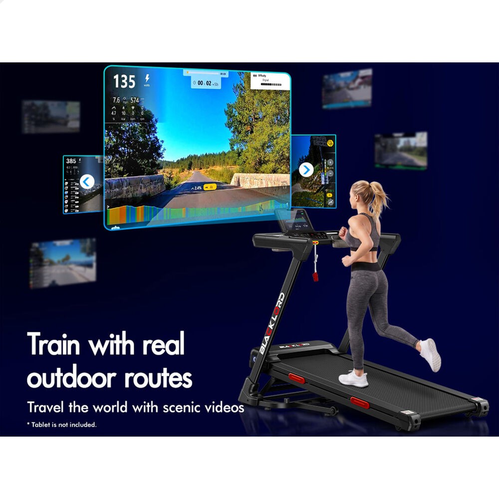 BLACK LORD Treadmill Electric 20% Auto Incline Running Machine Foldable 440mm — image 4