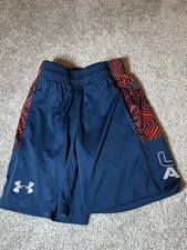 Under Armour Boys Shorts Size 5 Blue Red Logo