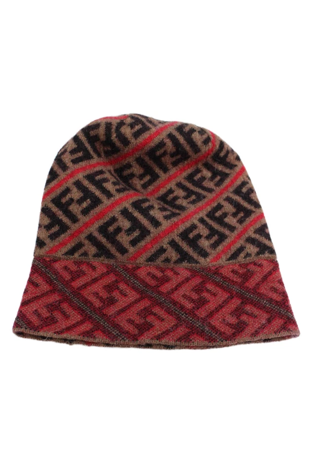 Fendi Unisex Adultos Lana Zucca Monograma Estampado Gorro Marrón Talla Única Foto 2 de 4