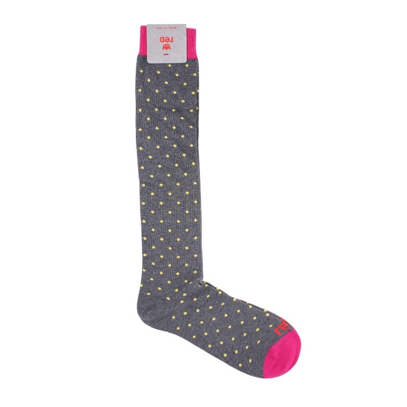 Men's Long Socks Red 64890G Gray Tar Fantasy Polka Dots Yellow One Size